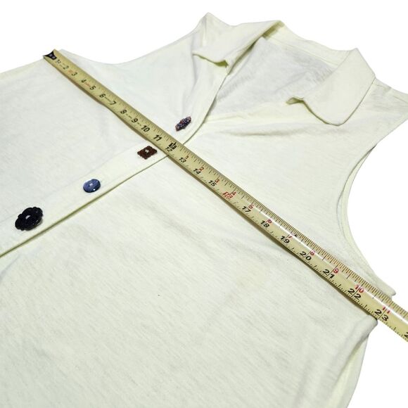 Soft‎ Surroundings Danielle Button Tank Tunic Cotton Slub Yellow Green Flowy 1X - Picture 7 of 13